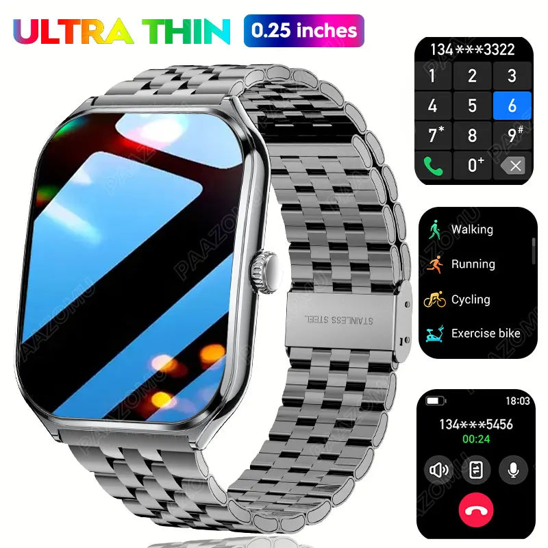 2026 New Smartwatch 1.96 inch Ultra-thin Bluetooth Call Health Monitor IP68 Waterproof 100 Sport Smart Bracelet For Android iOS