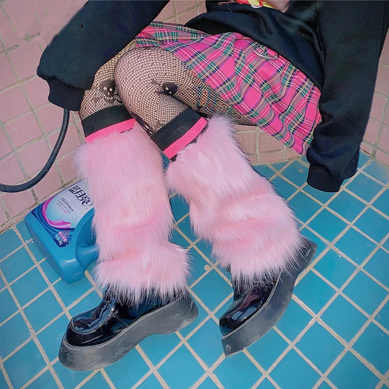 Women's Faux Fur Boot Covers, Harajuku Leg Warmers
