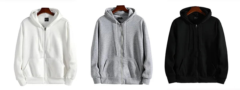 Men's Zip-Up Hoodie, Loose Fit Hooded Sweatshirt