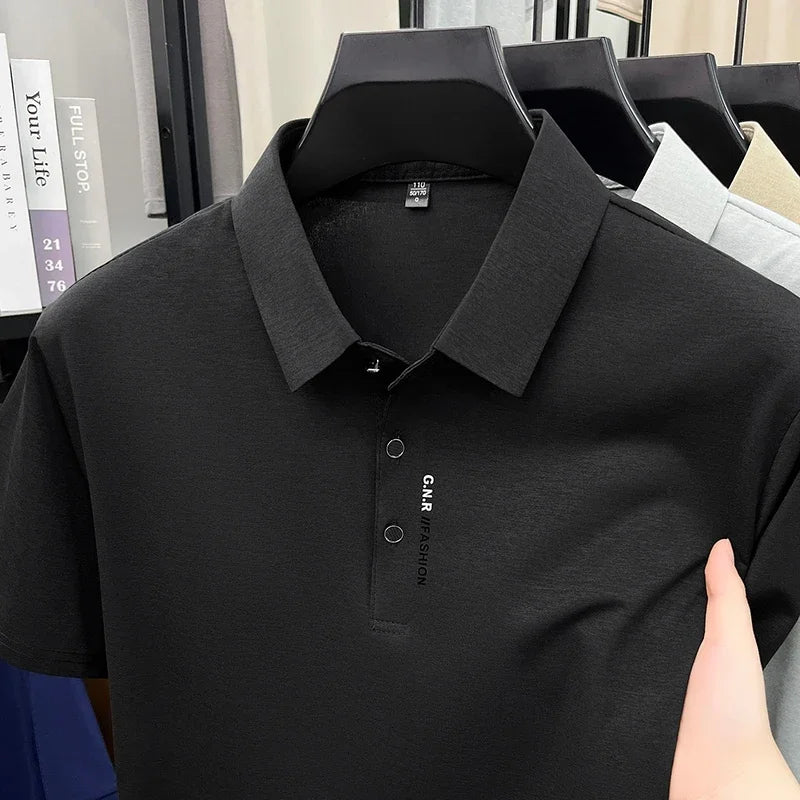 Men's Slim-Fit Polo - Subtle Cuff Print, Breathable Three-Button