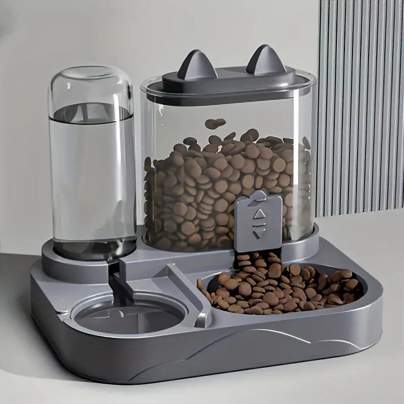Gravity Cat Feeder and Water Dispenser, 2-in-1, No Battery