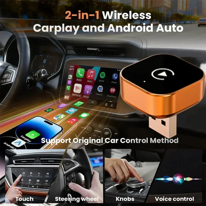 TrolinkTek 2in1 Wireless CarPlay Dongle Wireless Android Auto Adapter CarPlay Box Smart Car Systems For Car With Wired CarPlay