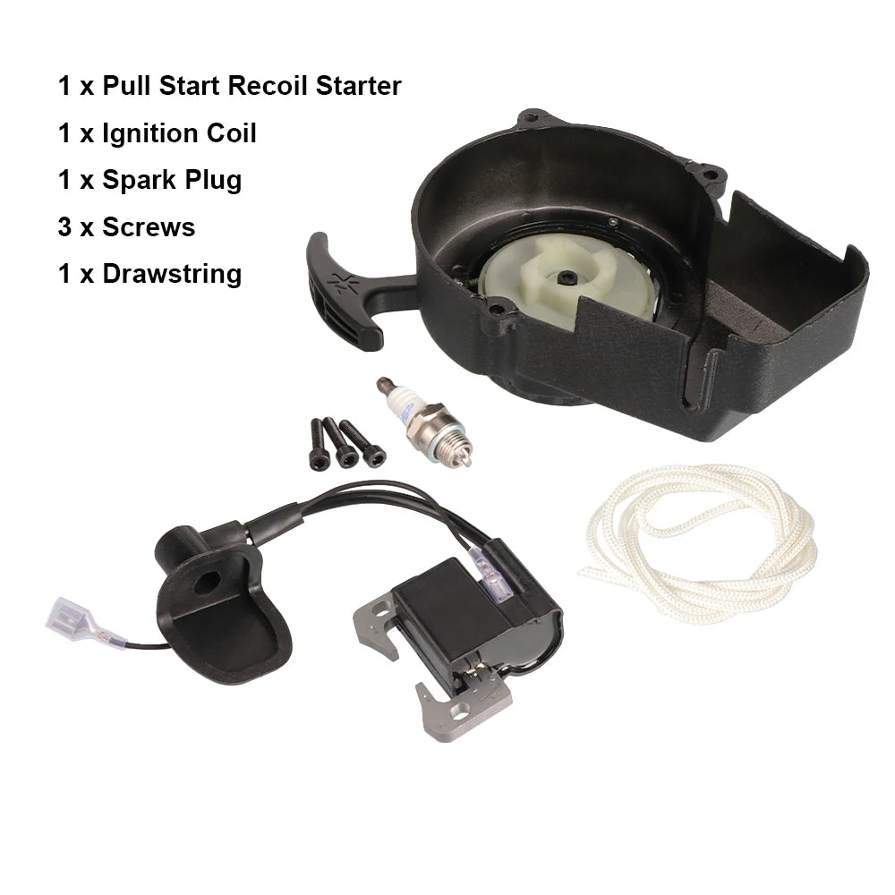Alloy Easy Pull Recoil Start Starter Ignition Coi For 2 Stroke Engine 47cc 49cc 50cc Pocket Bike Mini Moto Dirt Bike ATV Quad