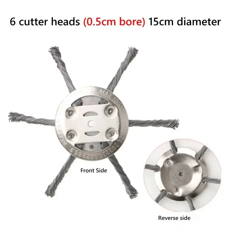 1Pcs 6 inch Universal Weed Brush Head Steel Wire Wheel Grass Trimmer Head Removal Moss Rust Lawn Mower Grass Trimmer Heads