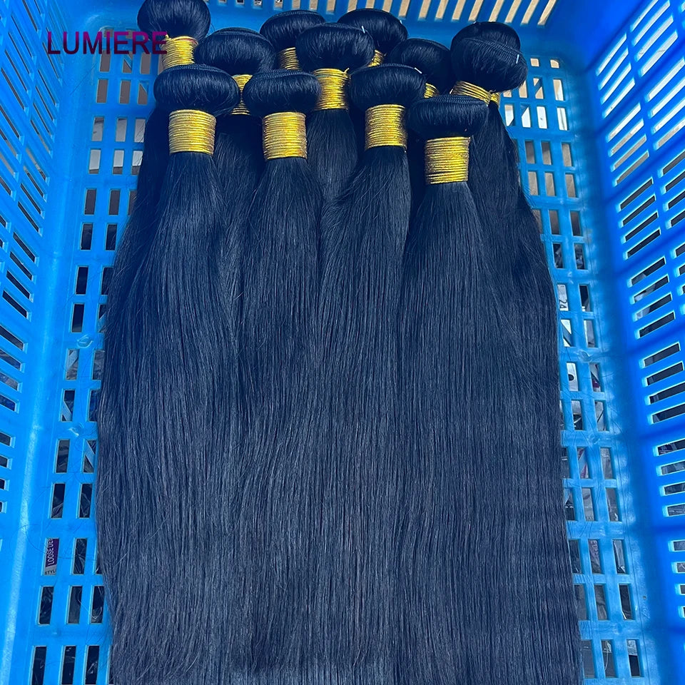 32 Inch 18A Bone Straight Human Hair Bundles 3/4 Bundles Hair 100% Raw Human Hair Bundles Deal Brazilian Virgin Hair Extensions