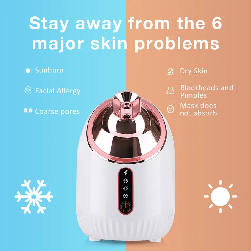 Face Steamer Nano Mist Sprayer Hot Warm Cool Nebulizer Facial Sauna Humidifier Small Hydrating Open Pore Cleaning Face Care