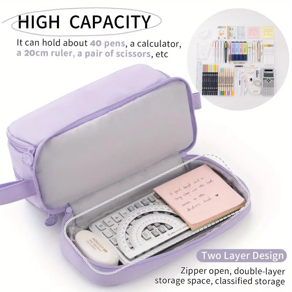 3/4 Compartment Pencil Case Multilayers Large Capacity School Student Pencil Cases Transparent Partition Pen Divider Pen Bag