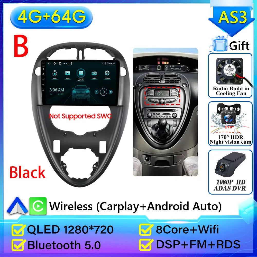 For Citroen Xsara Picasso 1999-2010 Car Radio Carplay Multimedia Player Screen GPS Navigation Android Auto Video Wifi No 2din 2K