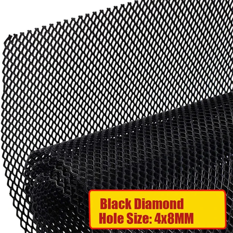 100x33cm Universal Aluminum Alloy Car Grill Mesh Auto Bumper Grille Cover Net Protector Hexagonal Diamond Seagull Black/Silver
