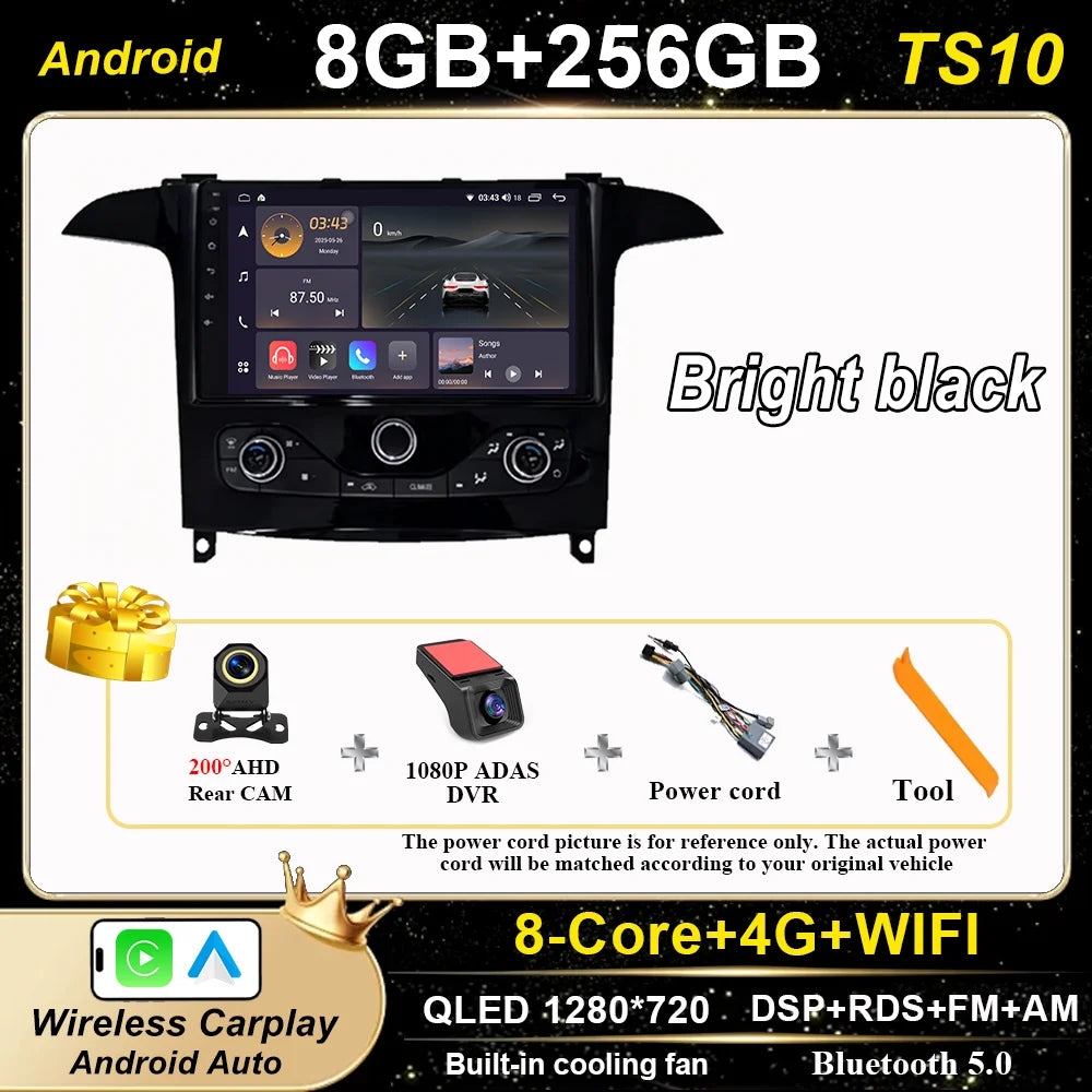 Android 16 For Ford S Max S-MAX 2006-2015 For Ford Galaxy 2014 Auto Multimidia Video Player Carplay Radio Stereo  Car Dvd WIFI