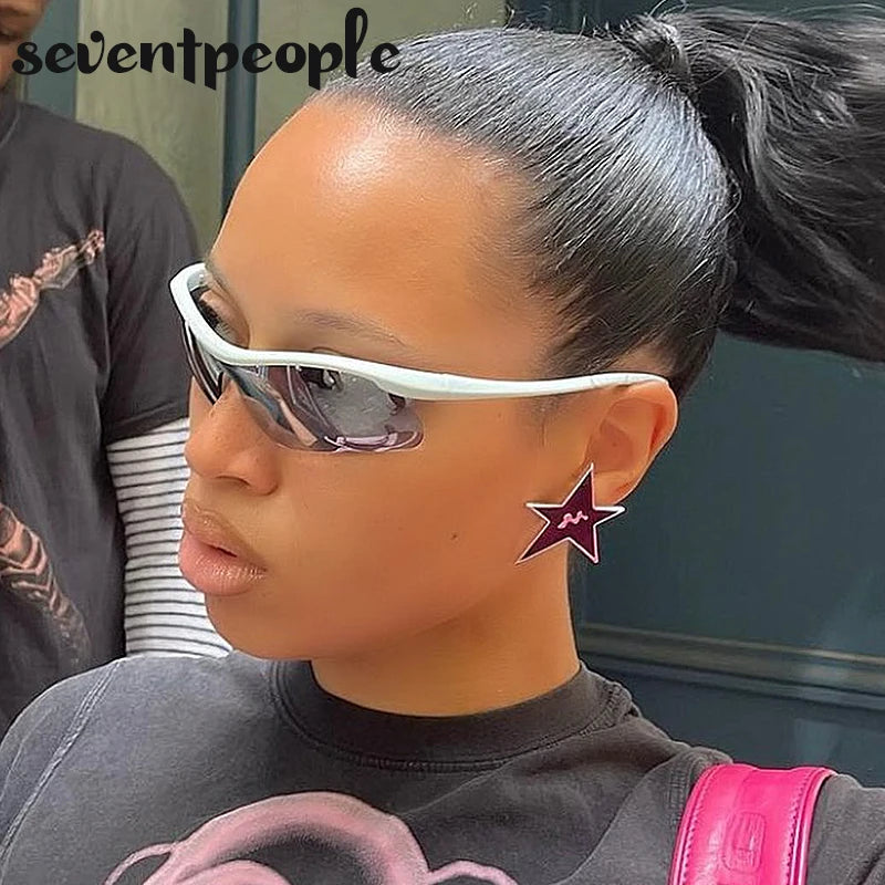 Semi-Rimless Cycling Sunglasses — One-Piece Windproof Lens