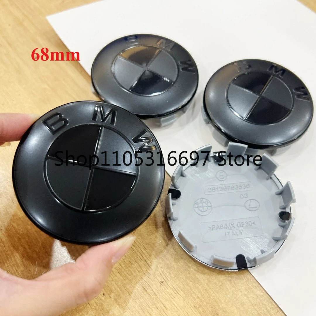 4pcs The new matte black hub center cover is suitable for BMW 68/56mm diameter hub center cap replacement parts black splicing.