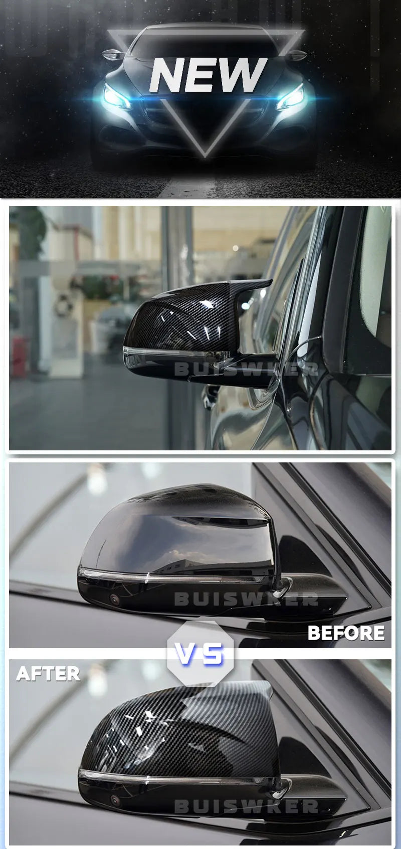 2Pcs Glossy Black carbon pattern Rear Side View Mirror Covers Shell Replacement For BMW X3 G01 ix3 X4 G02 X5 G05 X6 G06 X7 G07