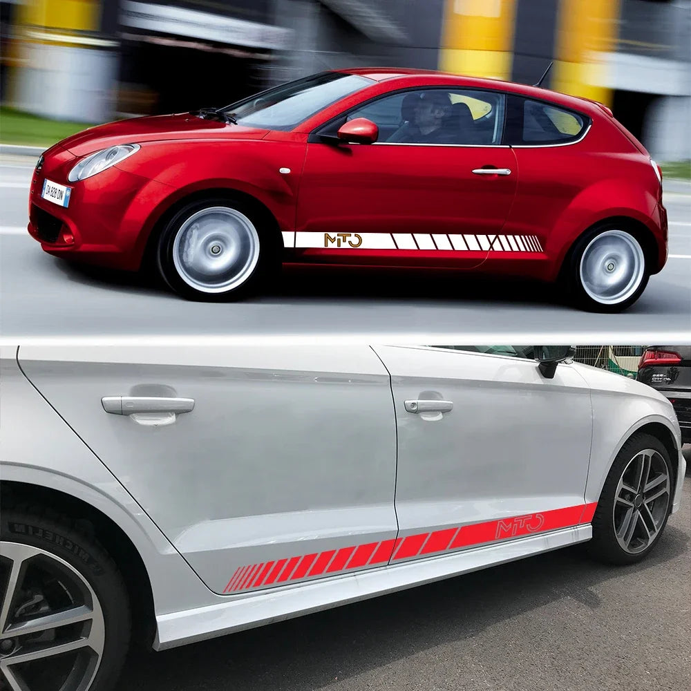 2pcs Car Side Skirt PVC Stickers Sport Graphics Vinyl Film Decals Decoration Kit Auto SUV Tuning Accessories For Alfa Romeo Mito