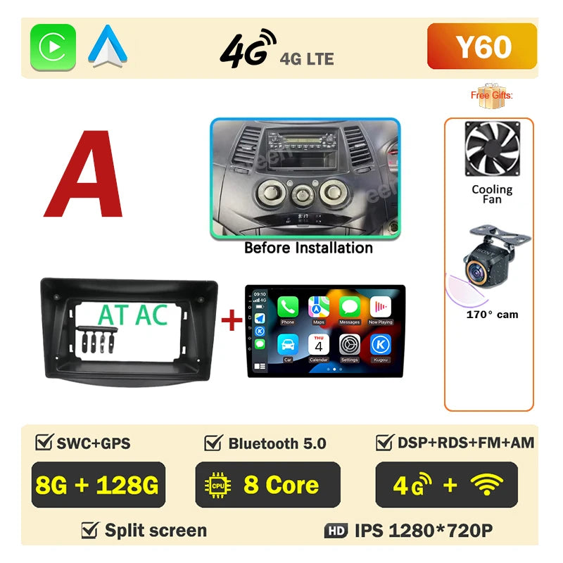 Android 16 Car Radio Player For Mitsubishi Grandis 1 2003 - 2011 Auto GPS Navigation Carplay Bluetooth DSP Wifi 5G NO 2din DVD