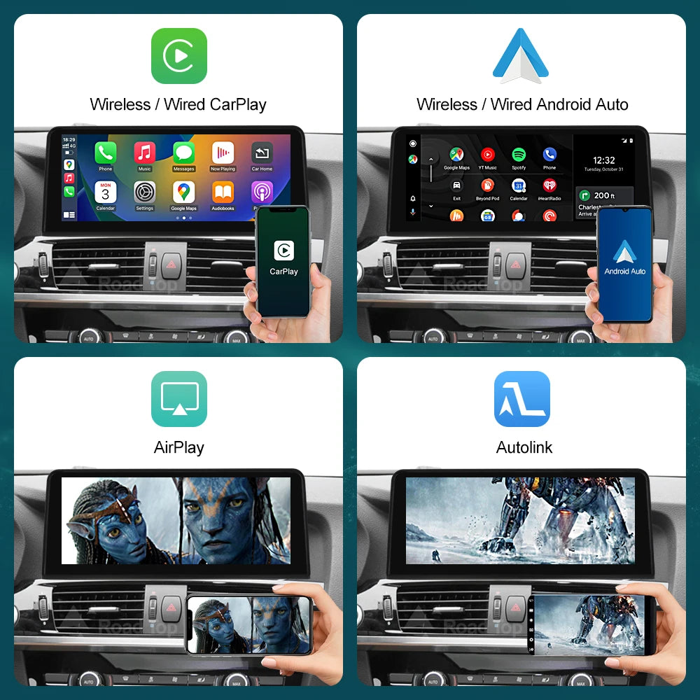 RoadTop 12.3'' Wireless CarPlay Multimedia Linux Touch Screen For BMW X3 F25 X4 F26 2011-2016 CIC NBT Android Auto Link