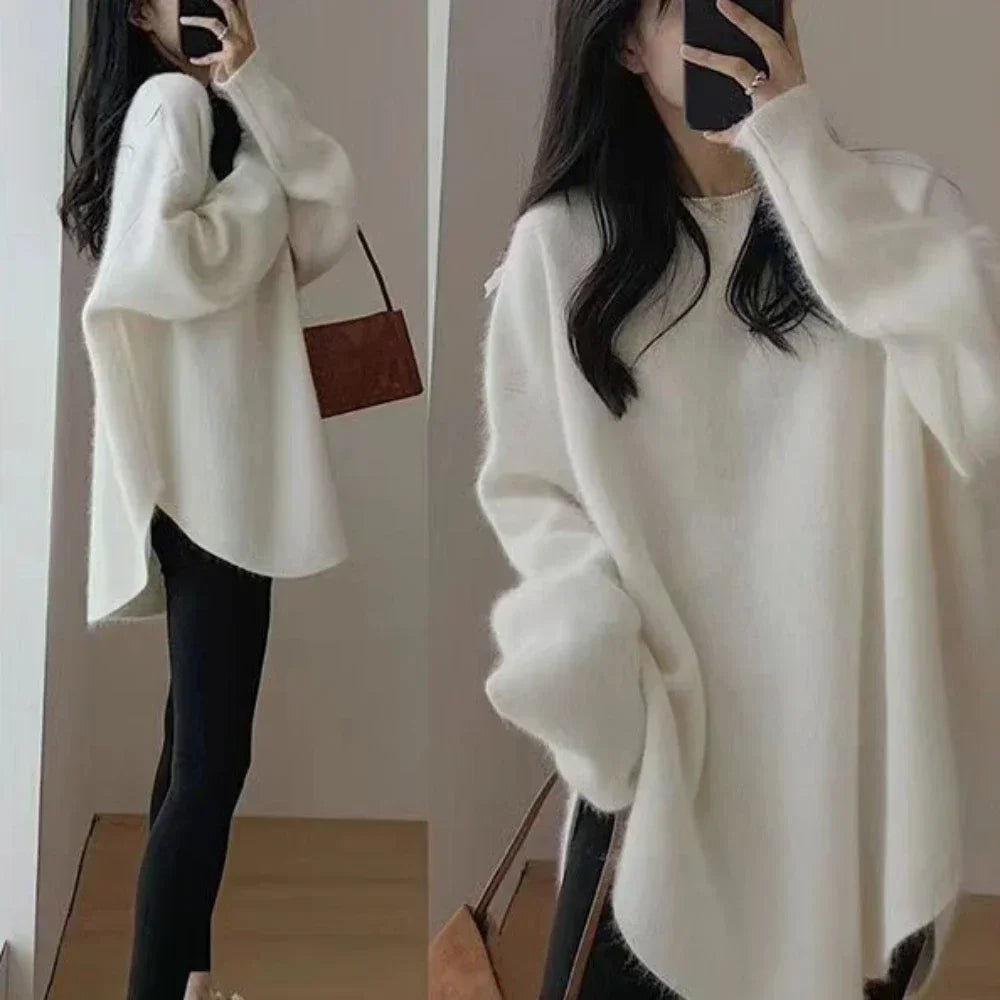 Women's Sweater Long Red Knit Tops for Woman Pullovers Autumn Winter 2025 Y2k Fashion Korea Sleeve Jersey New Collection in Cold