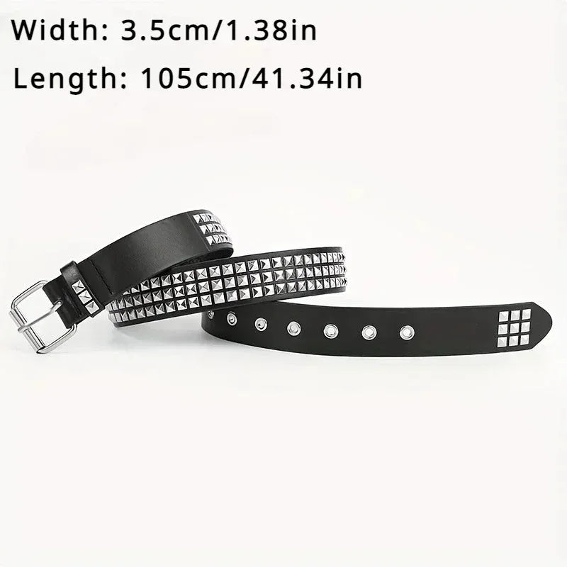 Pyramid Stud Belt — Y2K Punk Rivet Belt for Men & Women