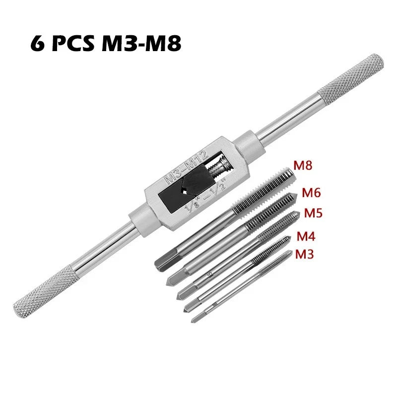 6 in 1 Ratchet T Tap Adjustable Holder Wrench With M3-M8 Screw Machine Hand Tool Thread Metric Plug T-shaped Tapping Tools