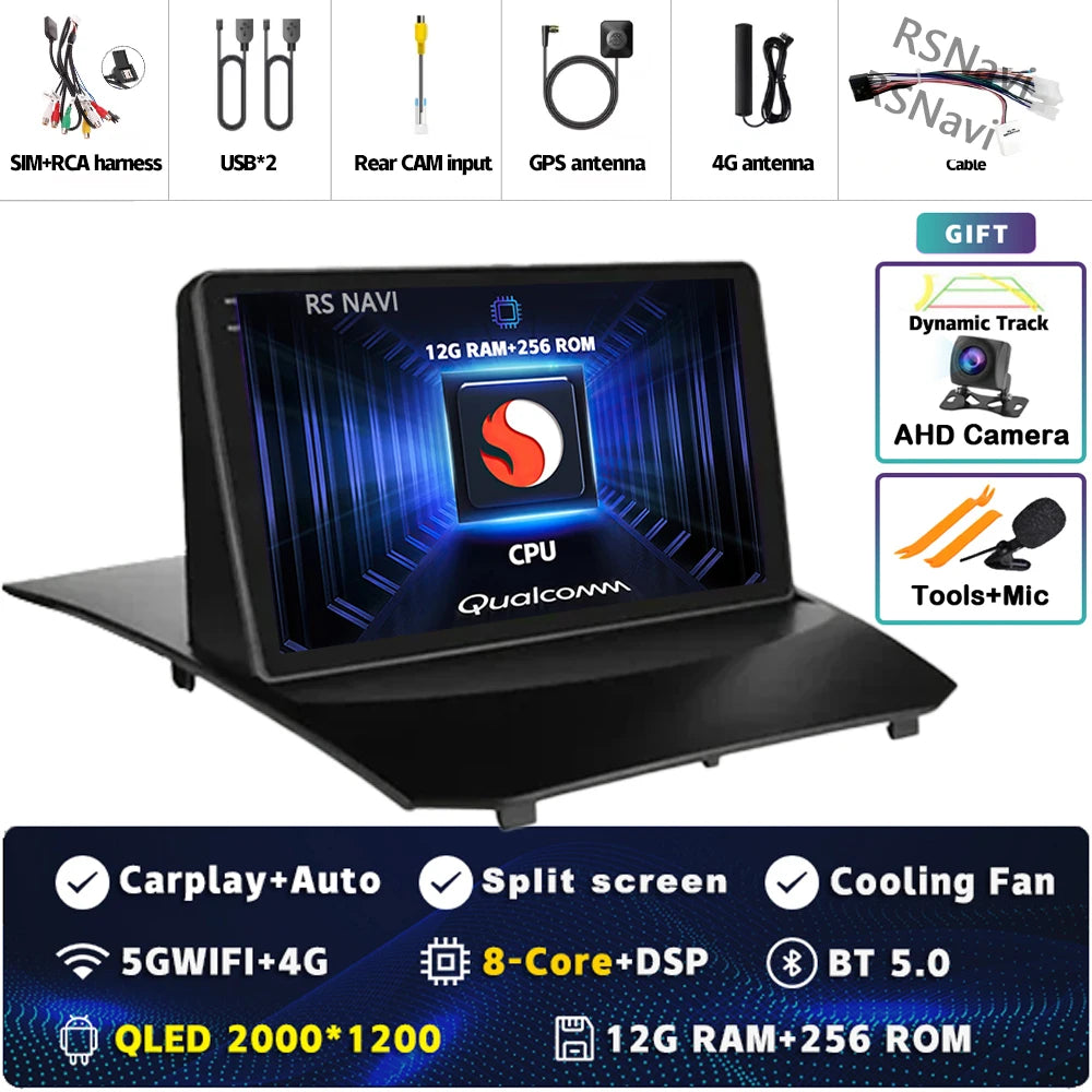 Plug and Play Android 16 Carplay Auto Qualcomm Screen Car Radio Player For Ford Fiesta 2011-2015 GPS DSP Stereo BT Navigation 4G