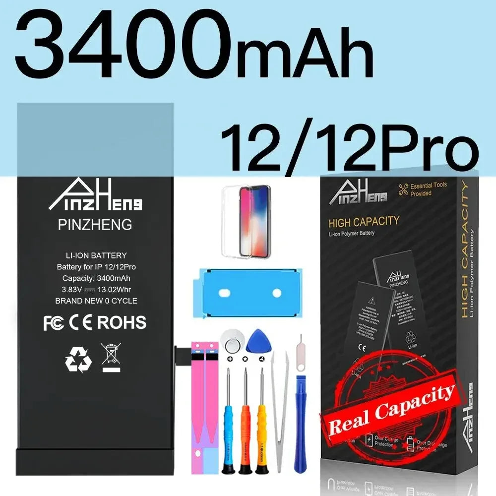PINZHENG High Capacity Replacement Battery for iPhone X, XR, XS, 11, 12, 13 Mini Max Pro – 1-Year Warranty