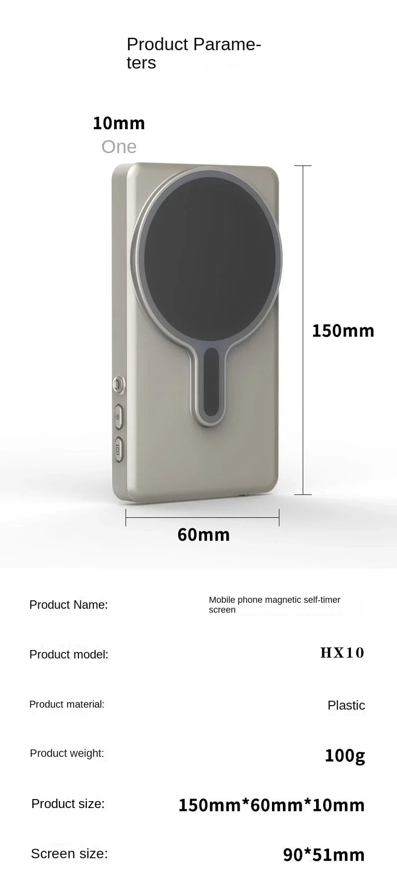 Wireless Monitor Rear Camera Screen Smartphone Selfie Magnetic Screen For Vlog Live Stream Video Recording Outdoor Selfie tool