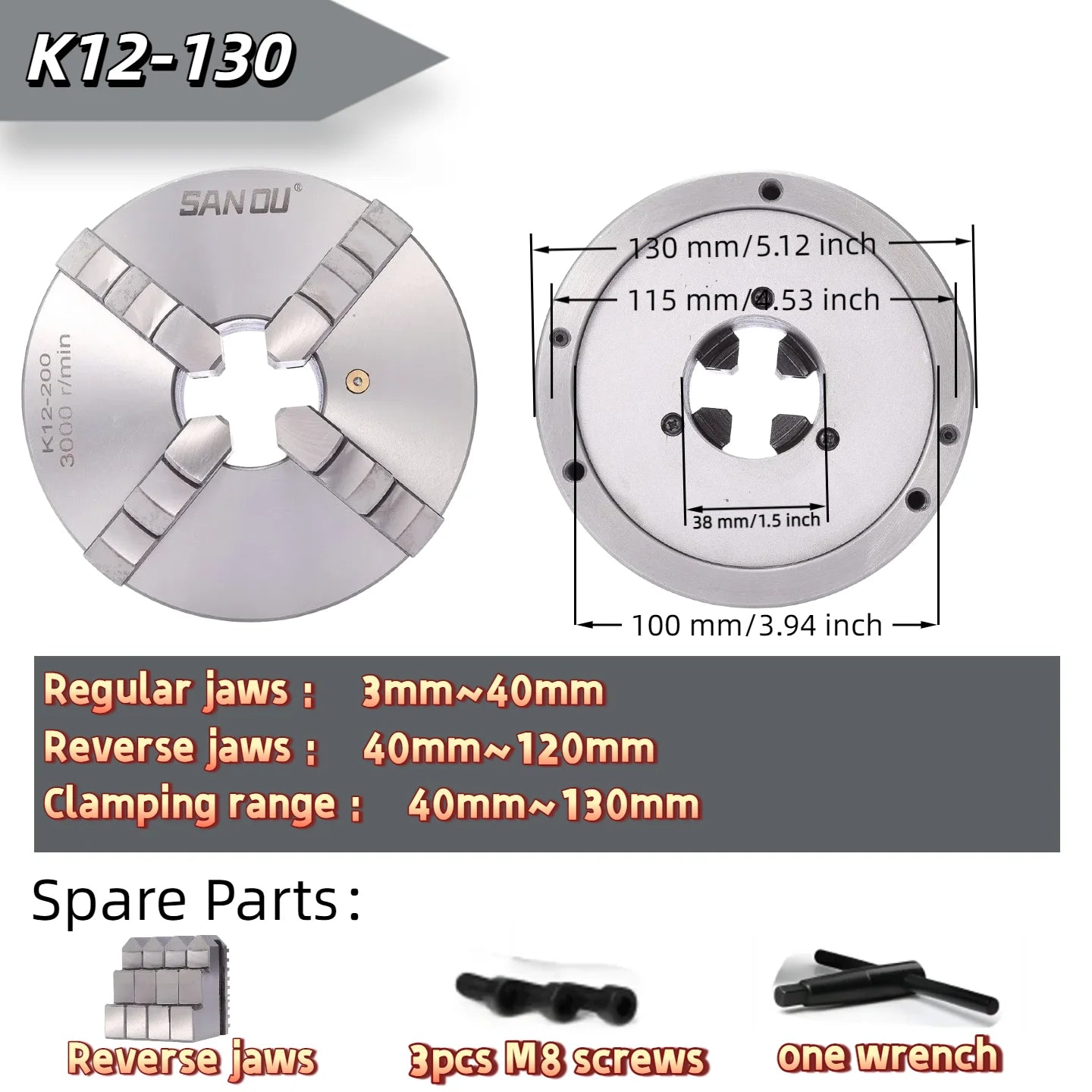 80/100/125mm Precision 4-Jaw Self-Centering Lathe Chuck - Iron & Steel Wide Clamping Range Automatic Centering for Machine Tools