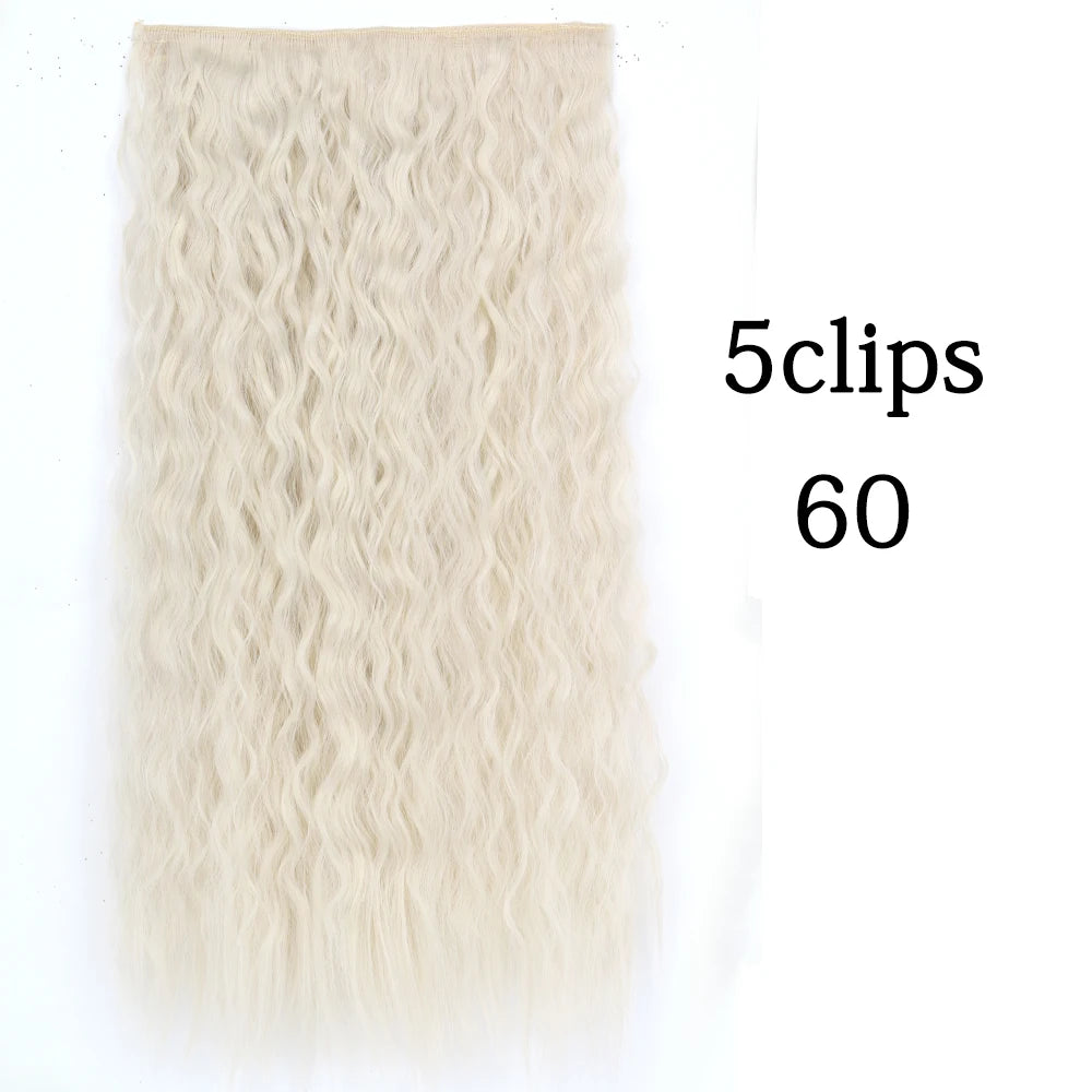 Synthetic 5 Clip In Hair Extensions Long Curly Hairstyle Hairpiece Natural Brown Black 80cm Heat Resistant  Fake Hair For Women