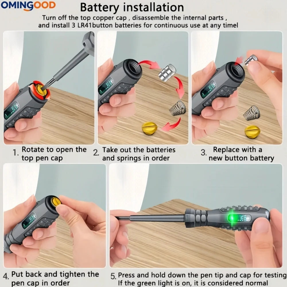 NEW Electrician Test Word/cross Screwdrivers AC Non-contact Induction Test Pen Voltage Tester 12-250V Red Green Induction Lights