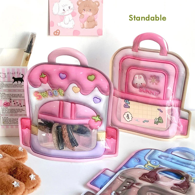 10/50PCS Zipper Cartoon Storage Bag Cute 3D Cartoon Backpack Small Items Storage Bag Valentine Day Birthday Gift Packaging Bag