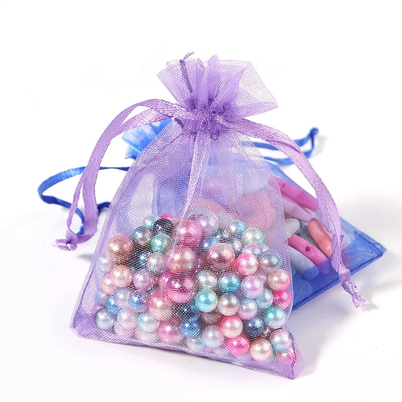 10pcs Organza Gift Bags – Sheer Tulle Mesh Pouches for Wedding Favors, Candy, Jewelry & Party Packaging | Solid Color
