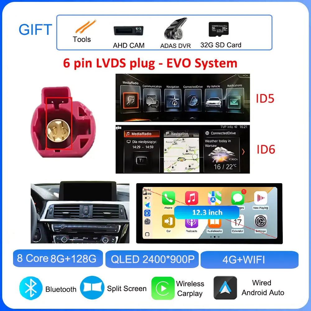 Android CarPlay Stereo for BMW 3/4 Series F30 F31 F32 F33 F34 F36 (2013–2019) — Android Auto, GPS, DSP, 4G