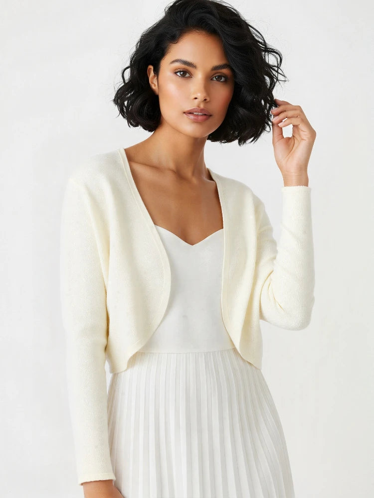 Women's short sleeve knit cardigan, cropped — view 1 of 16