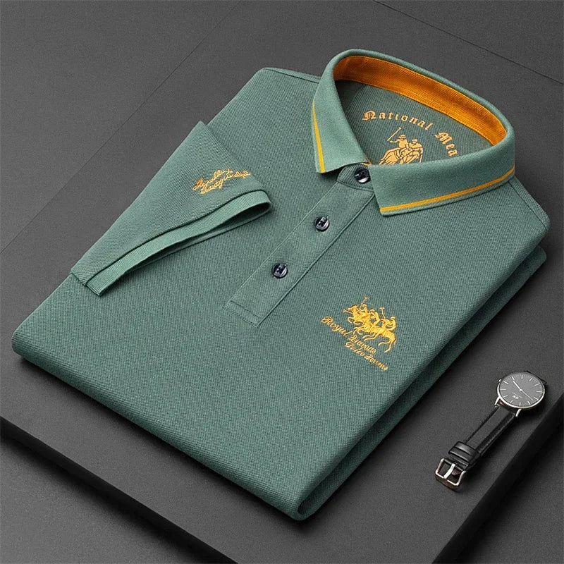 Men's Embroidered Polo Shirt - Short Sleeve, Casual Summer Top