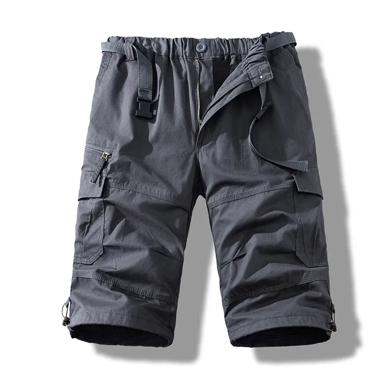 Men's Cotton Knee-Length Work Shorts — Loose Straight Casual Shorts