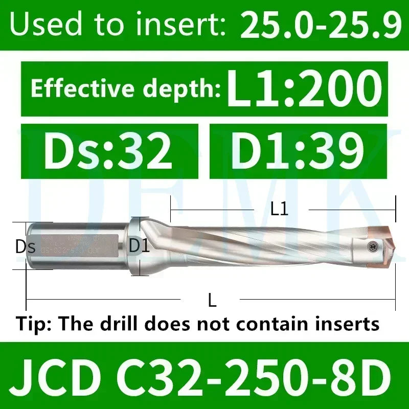 JCD Crown U-Drill Rod 10-25mm, Internal Cooling Indexable Drill