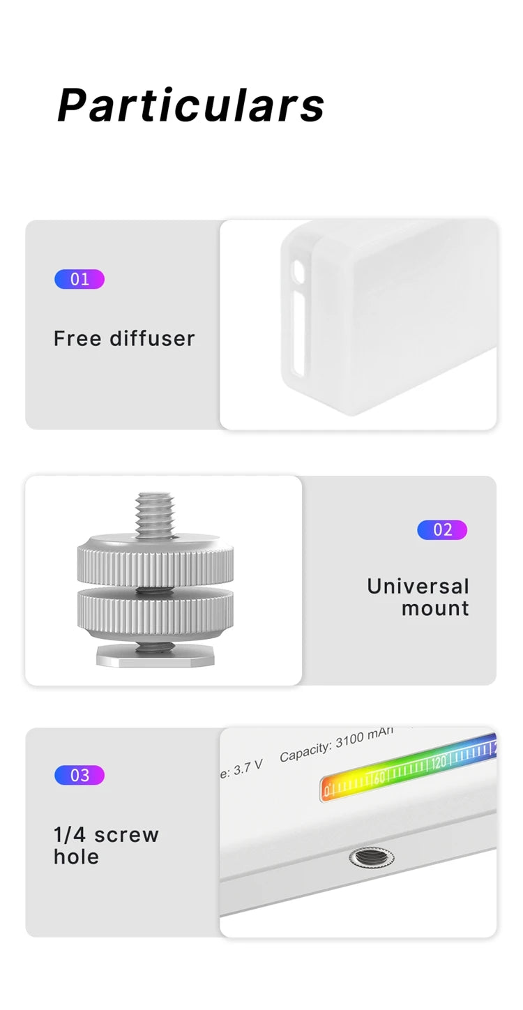 Ulanzi VL120 RGB Camera Phone Video Light Selfie Fill Light Portable 3100mAh Photography Lighting for Smartphone Vlog Tiktok