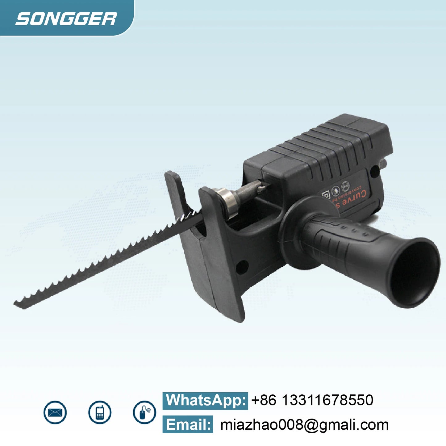 Electric Drill to Reciprocating Saw Adapter — Converter with Blades for Wood & Metal