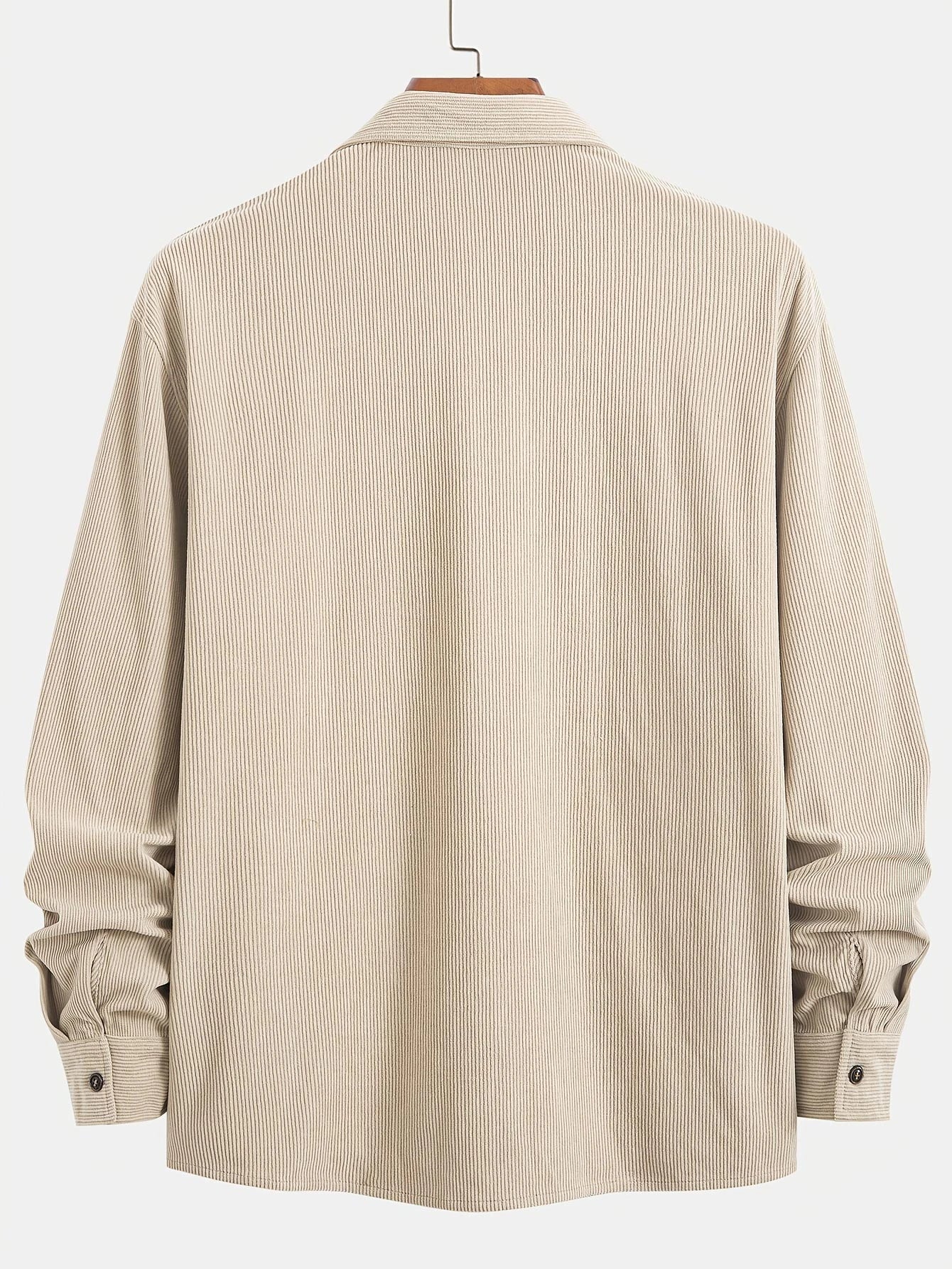 Men's Corduroy Shirt 2026 New Slim Fit Button Down Long Sleeve Solid Color Wrinkle-Free Business Casual Office Shirt