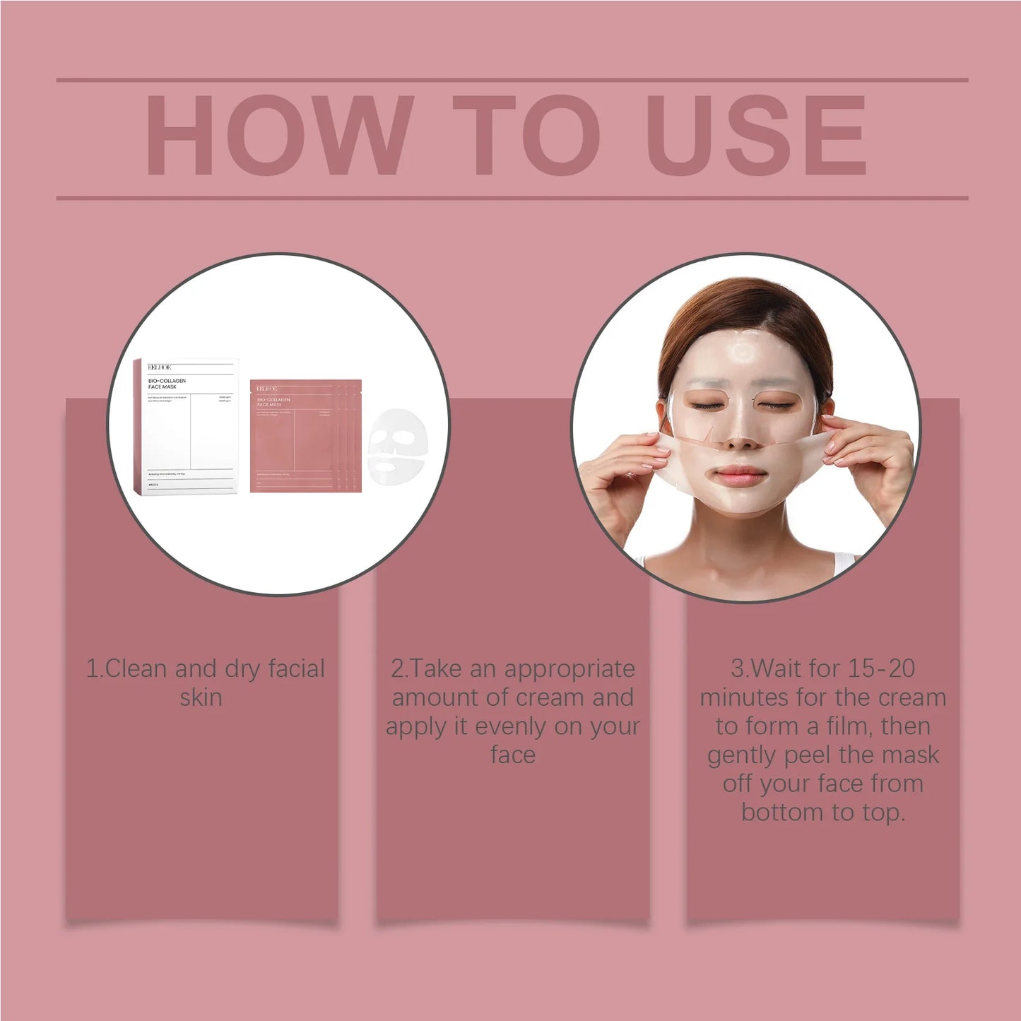 EELHOE Bio-Collagen Face Mask Shrink Pores Firming Hydrating Anti Wrinkle Whitening Brightening Easy Peel All Skin Facial Care