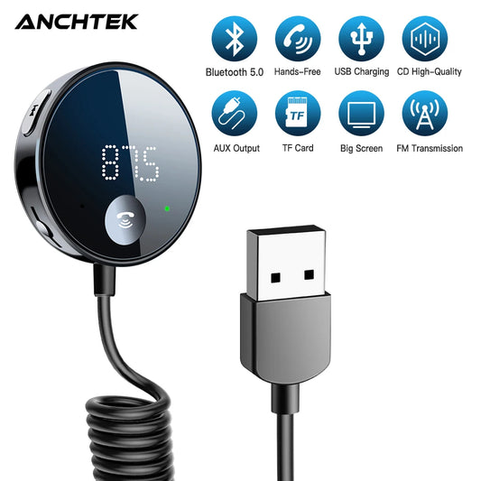 Bluetooth 5.0 Car FM Transmitter with Handsfree & AUX