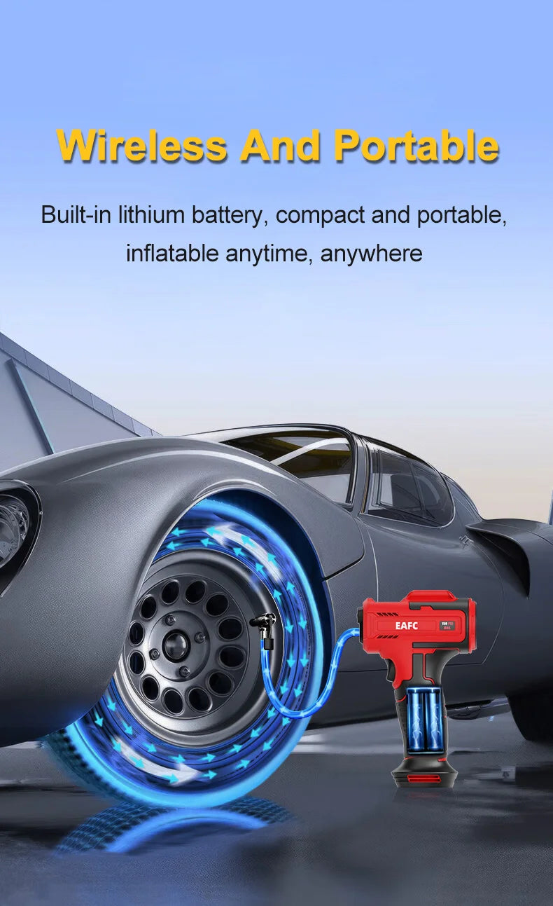 EAFC 4000mAh Car Air Compressor Electric Wireless 150PSI Tire Inflator Pump for Motorcycle Bicycle Boat AUTO Tyre Balls Inflator