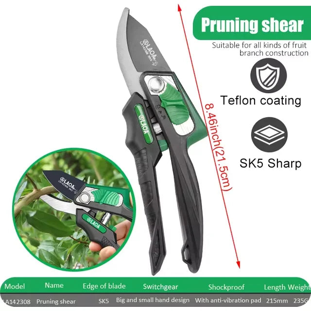 LAOA SK5 Garden Pruning Scissors – Hardened Blade Shears for Fruit, Flowers & Branches