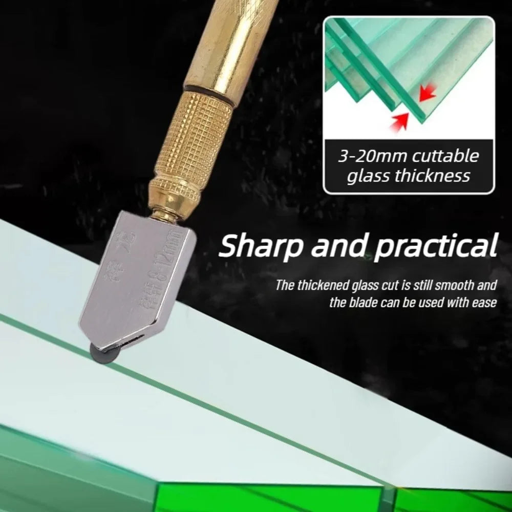 Portable Diamond Glass Cutting Tool 175mm, Non-Slip Handle