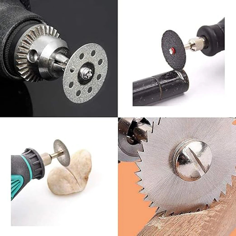 31PC Diamond Cutting Discs Mini Drill Rotary Tool HSS Circular Saw Sanding Grinding Wheel  for Cutting Metal, Wood, Stone, PVC