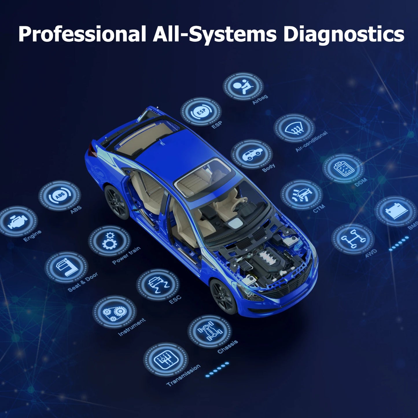 Foxwell GT60 OBD2 Automotive Scanner Read Code Bi-directional Control ABS SAS TPMS 24+ Reset OBDII All System Diagnostic Tool