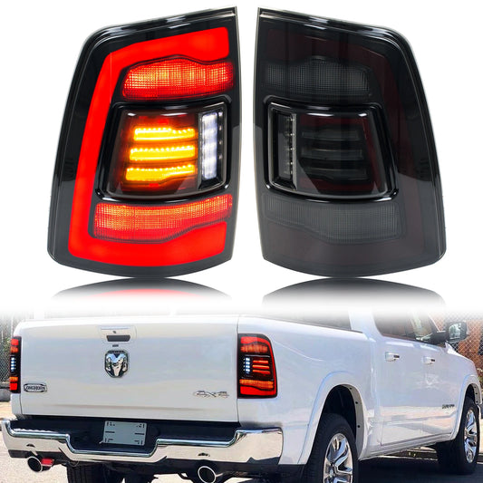 LED Sequential Tail Lights for Dodge Ram 1500/2500/3500 2009-2018 (Black, Pair)