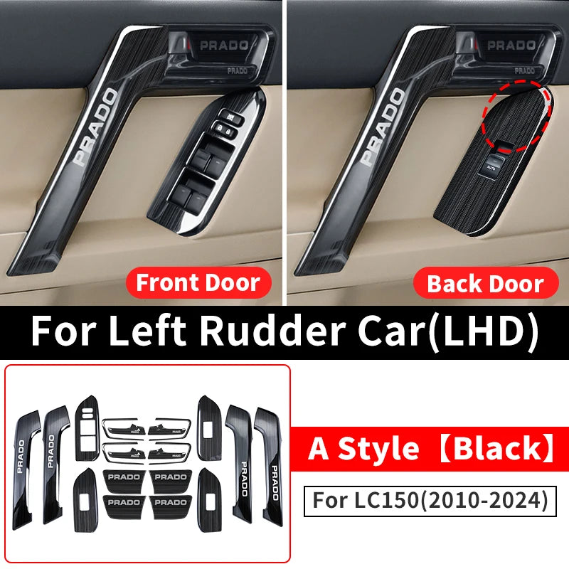 For Toyota Land Cruiser Prado 150 2010-2024 2023 2022 Car Door Handle Decorative Glass Switch Button LC150 Interior Accessories