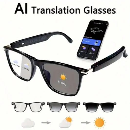 AI Smart Glasses, New Multifunctional Audio Glasses For Men And Women, Support Real-Time Translation For 160+ Languages And Video Translation, Equipped With Chat GPT System, Built-In Microphone And Speaker, HD Voice Calls And