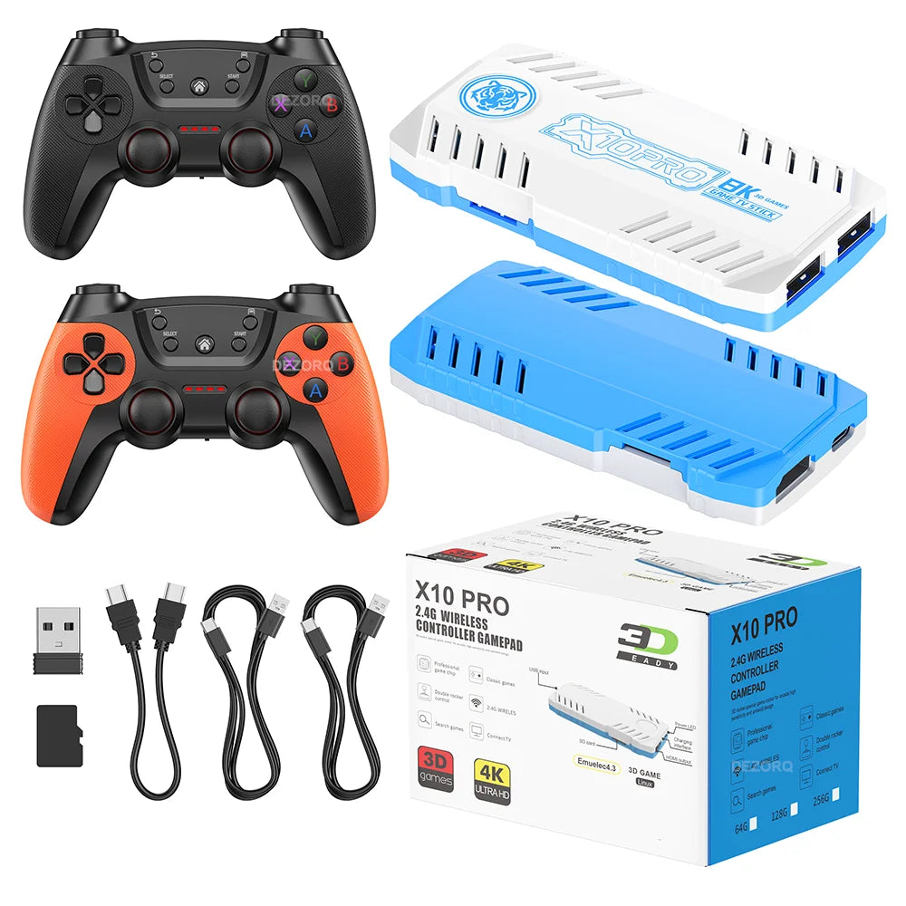 2026 X10 Pro 128G Built In 50000 Retro Games 50 Emulators Videojuegos Consola Rechargeable Gamepad X10 Pro Game Stick 4K